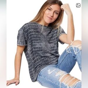 We The Free Charcoal Crocodile Print Tee